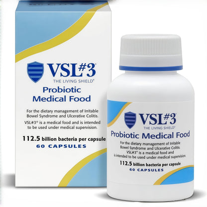 VSL#3® Probiotics for Digestive Health, IBS & UC Symptoms - 112.5B CFUs, High-Potency, Multi-Strain, Live, Refrigerated Probiotic, Medical Food for Gut Health Support in Men & Women, 60 Capsules